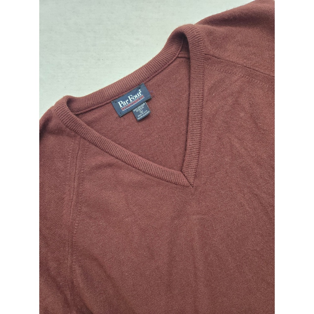 Vintage‎ Par Four Sportswear Sweater Mens Large V Neck Acrylic Burgandy Pullover
